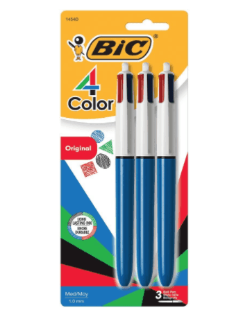 BIC 4-Color Ball Pen, Medium Point (1.0mm), Assorted Ink