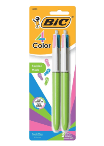 BIC 4 Color Fashion Ball Pen, Medium Point